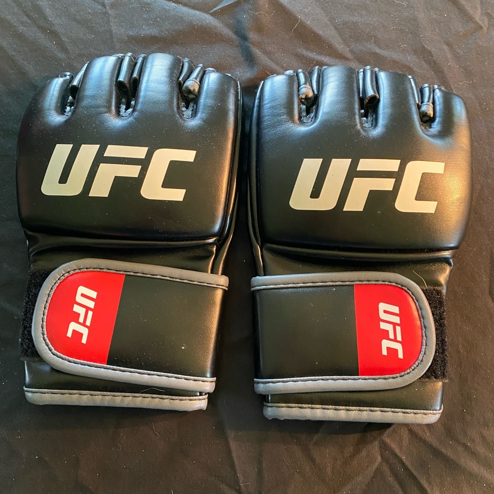 UFC Black MMA Training Gloves with Red Logo Panels